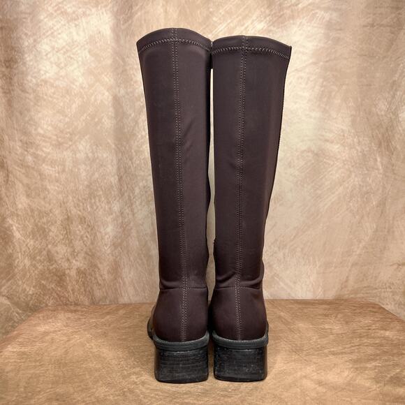 Vintage Y2K Jasmin Collection Sharon Two Tone Patchwork Leather Knee High Boots - Picture 4 of 10